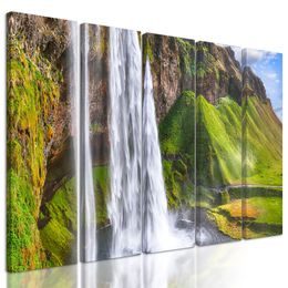 5-dielny obraz nádherný vodopád