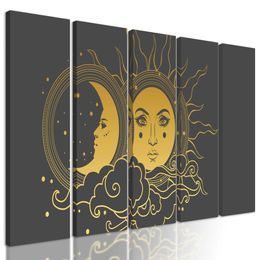 5-dielny obraz symboly slnka a mesiaca
