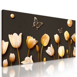 Obraz tulipány ladené do zlatista