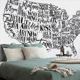 Samolepiaca tapeta zaujímavá mapa USA v čiernobielom prevedení