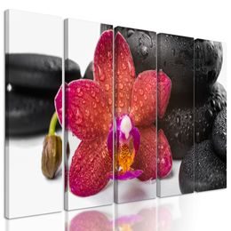 5-dielny obraz zen zátišie a orchidea