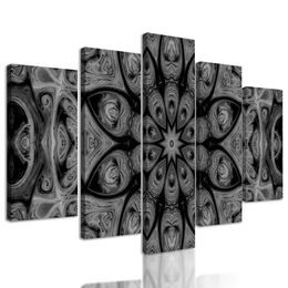 5-dielny obraz jemná mandala v čiernobielom prevedení