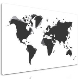 Obraz moderná mapa sveta v čiernobielom prevedení