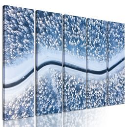 5-dielny obraz cesta zimnou krajinou