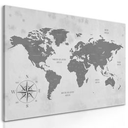 Obraz jednoduchá mapa sveta v čiernobielom prevedení