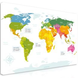 Obraz pútavá mapa sveta v okúzľujúcom farbenom prevedení