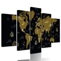 5-dielny obraz dobrodrúžna mapa sveta