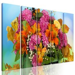 5-dielny obraz drevená debnička plná kvetov