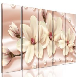 5-dielny obraz luxusné kvety na bronzovom pozadí
