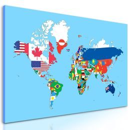 Obraz mapa s vlajkami jednotlivých krajín