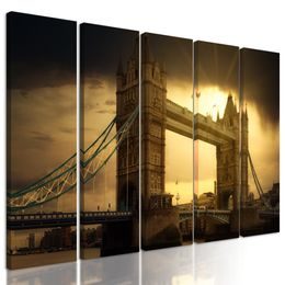 5-dielny obraz západ slnka nad čarovným Londýnom