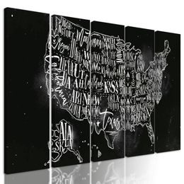 5-dielny obraz zaujímavá mapa USA