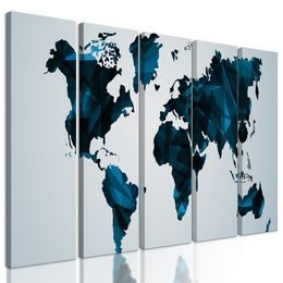 5-dielny obraz mapa sveta tovrená polygonmi