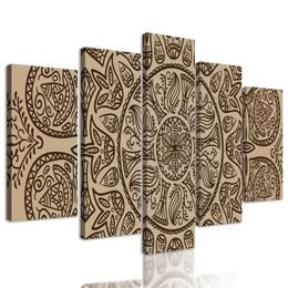 5-dielny obraz kmeňová Mandala