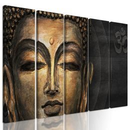 5-dielny obraz meditujúci Budha