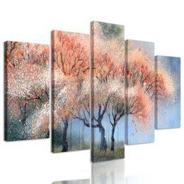 5-dielny obraz maľba kvitnúcich stromov