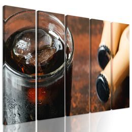 5-dielny obraz tmavý drink