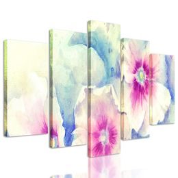 5-dielny obraz pôvabné akvarelové kvety