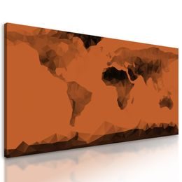 Obraz mapa sveta tvorená mnohouholníkmi v oranžovom prevedení