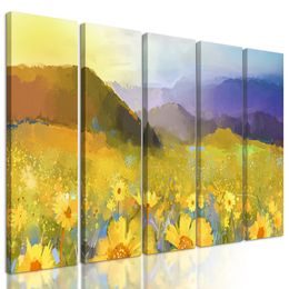 5-dielny obraz lúka sedmokrások v žiare slnka