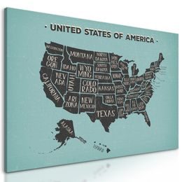 Obraz moderná mapa USA s modrým pozadím