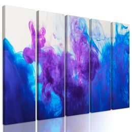 5-dielny obraz nádherná abstrakcia modrej a fialovej farby