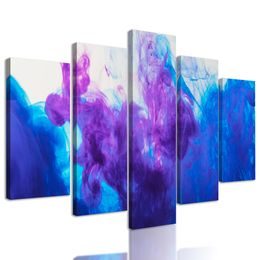 5-dielny obraz nádherná abstrakcia modrej a fialovej farby