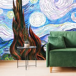 Samolepiaca tapeta imitácia Hviezdnej noci od Van Gogha