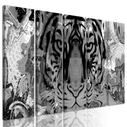 5-dielny obraz abstraktný tiger v čiernobielom prevedení