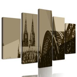 5-dielny obraz Kolínsky most v sépivom prevedení