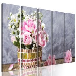 5-dielny obraz kvety v nádhernom črepníku