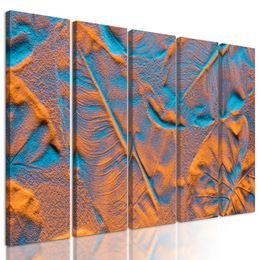 5-dielny obraz piesok so štruktúrou listov