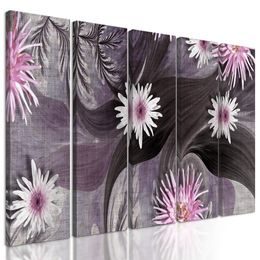 5-dielny obraz nádherné kvety s tajomným pozadím