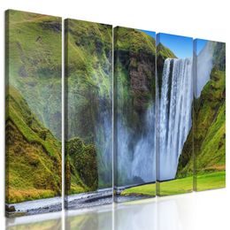 5-dielny obraz majestátny vodopád na Islande