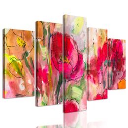 5-dielny obraz neobyčajné maľované kvety