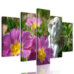 5-dielny obraz anjel na rozkvitnutej lúke