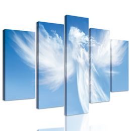 5-dielny obraz anjel tvorený oblakmi