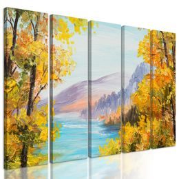 5-dielny obraz jesenný pohľad na horské jazero