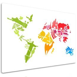 Obraz mapa sveta tvorená symbolmi krajín