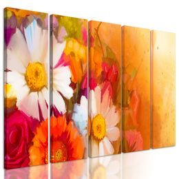 5-dielny obraz umelecká maľba pole plné nádherných kvetov
