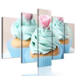 5-dielny obraz lahodné muffiny v pastelových farbách