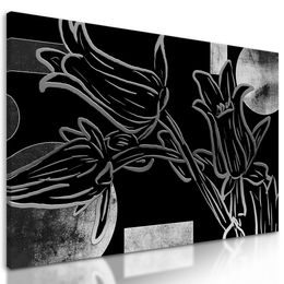Obraz kvety v abstraktnom čiernobielom prevedení