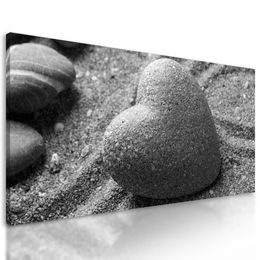 Obraz Zen kameň ako znak lásky v čiernobielom prevedení