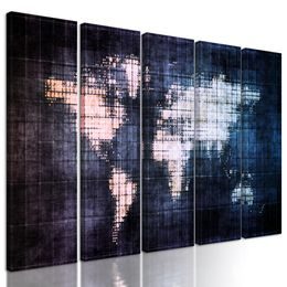 5-dielny obraz futuristická mapa sveta