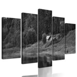 5-dielny obraz ukľudnujúca príroda v čiernobielom prevedení