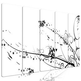 5-dielny obraz abstrakcia kvetov