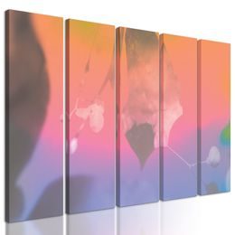 5-dielny obraz nádherný list v pastelových farbách