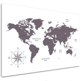 Obraz jednoduchá mapa sveta v hnedom prevedení