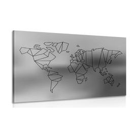 Obraz umelecká abstrakcia mapy sveta v čiernobielom prevedení