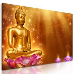 Obraz Buddha pri lotosových kvetoch